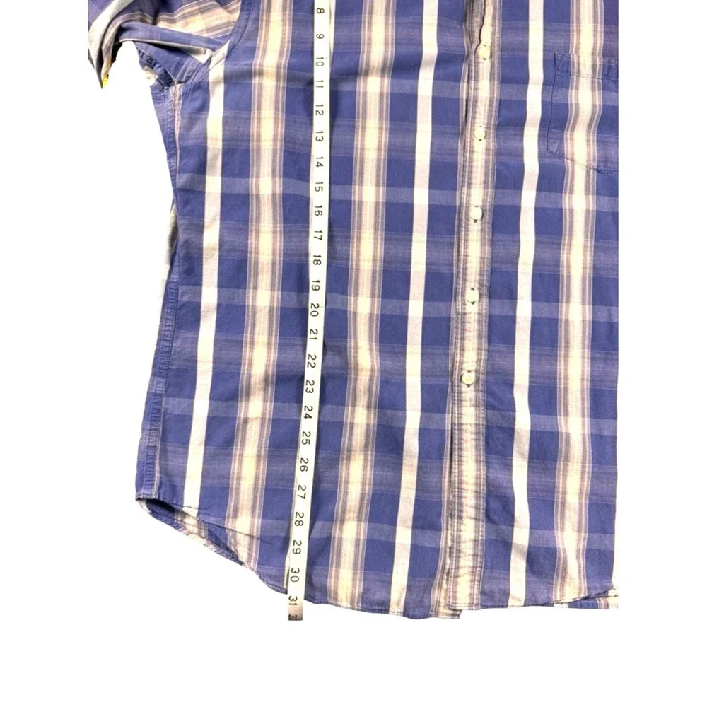 J.Crew Washed Casual Plaid Button Down Shirt XXL Blue Yellow 100% Cotton